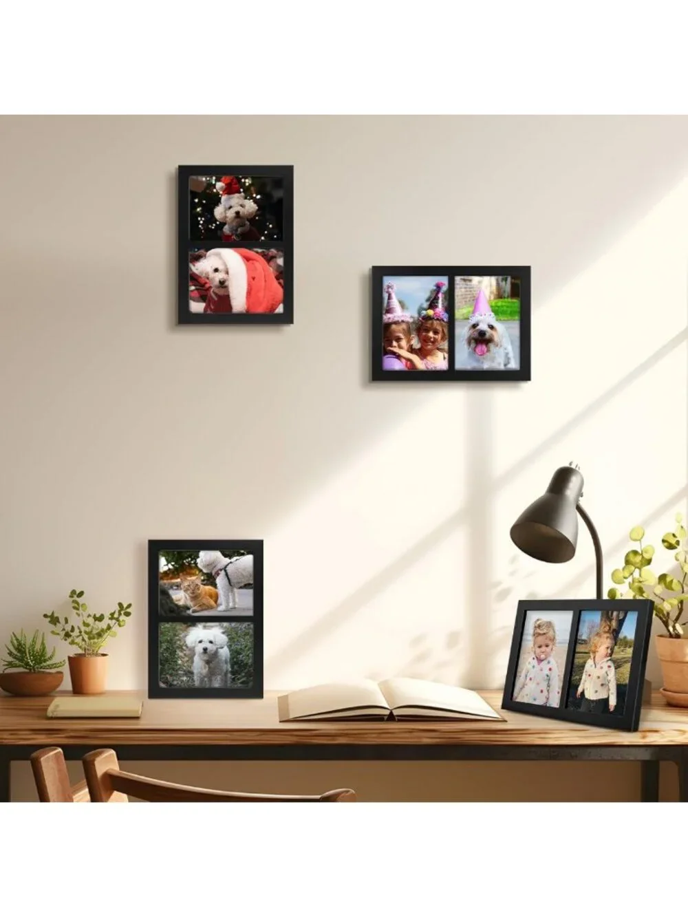 Elegant 5x7 Double Picture Frame for Two Photos - Stylish Black Home Decor